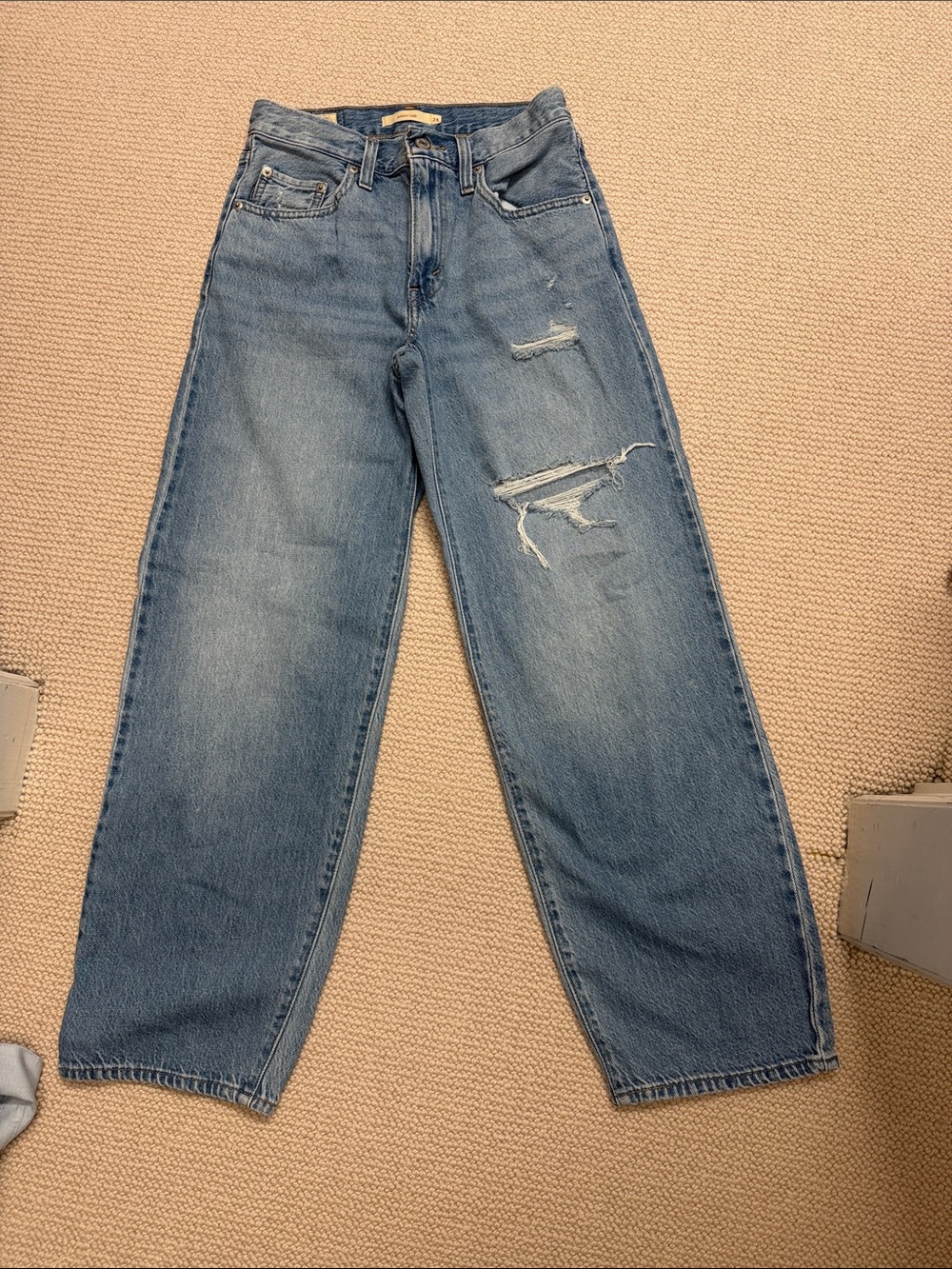 Levi’s Light Blue Distressed Baggy Dad Jeans